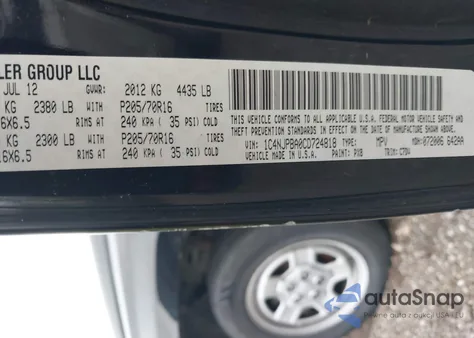 2012 Jeep Patriot Sport из США, поврежденный, VIN 1C4NJPBA0CD724818